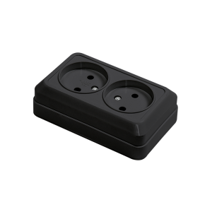 Розетка BOLLETO 2-ая накладная черная 7102B IN HOME