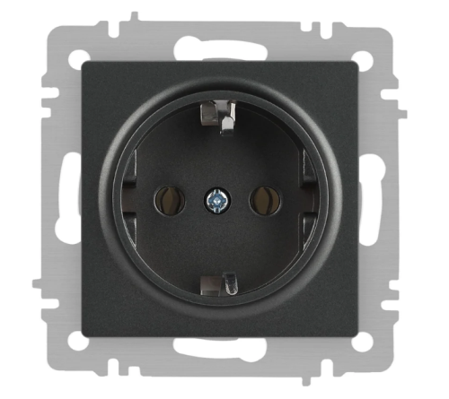 Розетка ЭРА Intro Accent 6-202-07 2P+E Schuko, 1-ая с/з, 16А, механизм, графит