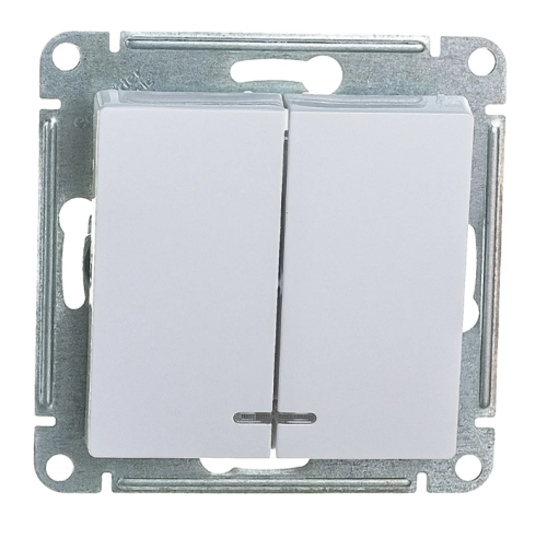 Выключатель AtlasDesign 2 кл с подсветкой, 10АХ, механизм, БЕЛЫЙ, SE