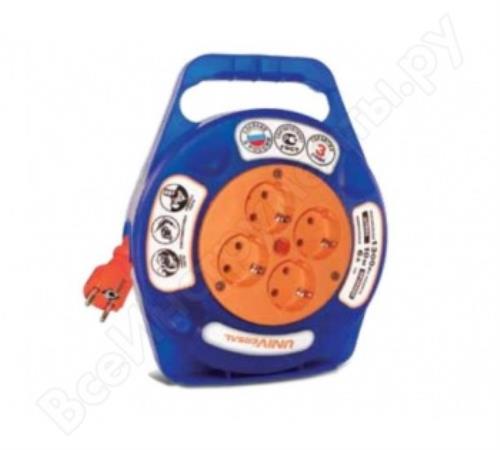 Удлинитель Универсал У6-015 термо ПВС 2*0,75 в закр корп 4гн. 20м, защ шторки