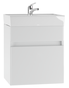 Тумба Енисей 50 Классик с одним ящиком, подвесная + Раковина Фостер 50 АЙСБЕРГ