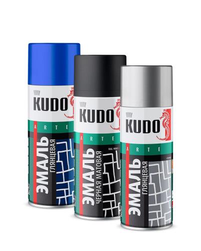 Эмаль аэрозольная KUDO, универсальная, черная глянец, 520мл