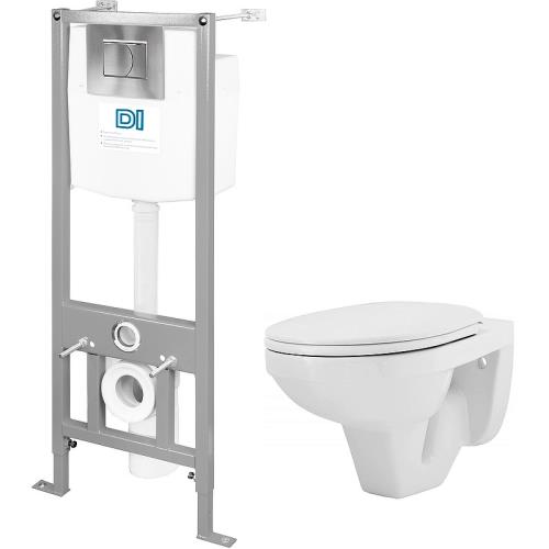 Комплект инсталляции Киров (инсталляция DI + кнопка хром + подв. унитаз РИО с сид. микролифт)