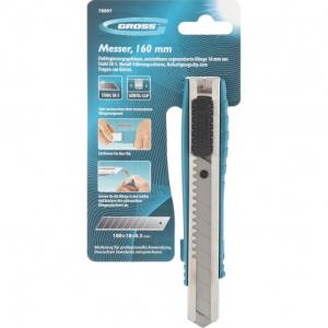 Нож Gross 160 мм, метал.корпус, выдв. сегм. лезвие 18 мм (SK-5), клипса для ремня