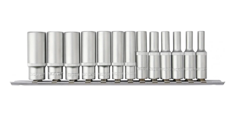 Набор головок торцевых Thorvik глубоких 1/4"DR на держателе, 4-14 мм, 13 пр