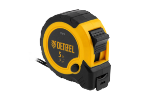 Рулетка Denzel, 5м х 19мм, двухкомп. корпус, кнопка-пауза