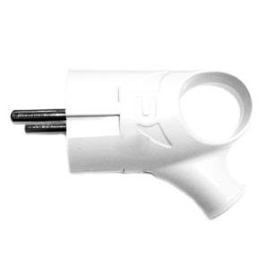 Вилка Универсал А112 угловая с ушком с/з белая 16А 250В