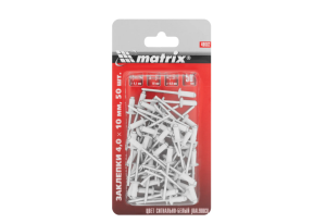 Заклепка MATRIX, вытяжная, 4,0 х 10 мм RAL 9003 (сигнально-белый), 50 шт