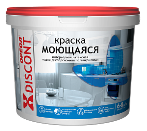 Краска ВД Ореол Дисконт, белая, интерьерная моющаяся, 13кг