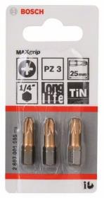 Набор бит BOSCH PZ3, TIN, 25мм, 3шт