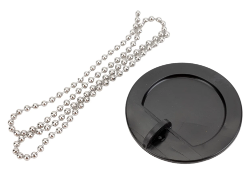 Пробка для ванны (раковины) ЧЁРНАЯ c цепочкой из нерж.стали 45 см MPF, MP-У