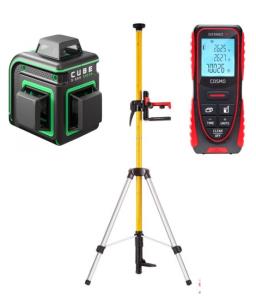 Комплект лазерный уровень ADA CUBE 3-360 GREEN Basic Edition + ADA SILVER PLUS в комплекте с треногой (3,6 м) + Дальномер ADA Cosmo 70