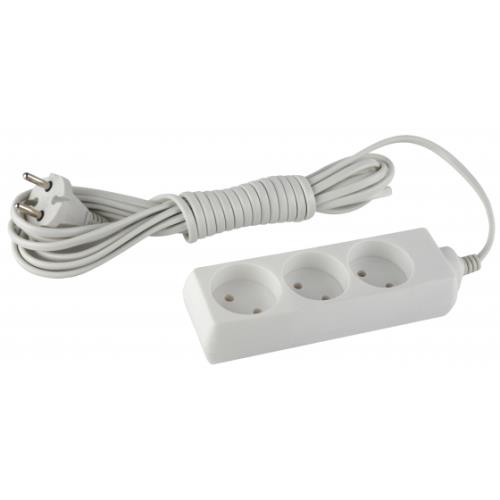 Удлинитель ЭРА 2х1мм ПВС, без зазем., 3гн., 3м