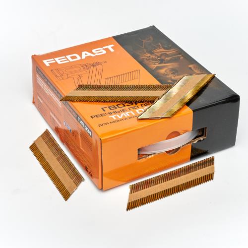 Гвозди для монтажного пистолета реечные тип D34, 3.05х75, RIEG гальв. кольц. накат., 2000 шт., FEDAST