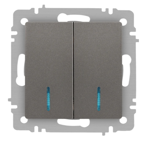 Выключатель ЭРА Intro Accent 6-105-09, 2 кл, с подсветкой, механизм, титан