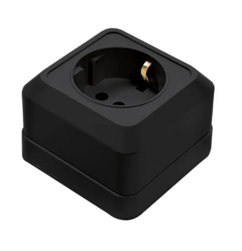 Розетка BOLLETO 1-ая накладная черная с заземл. 7028B IN HOME