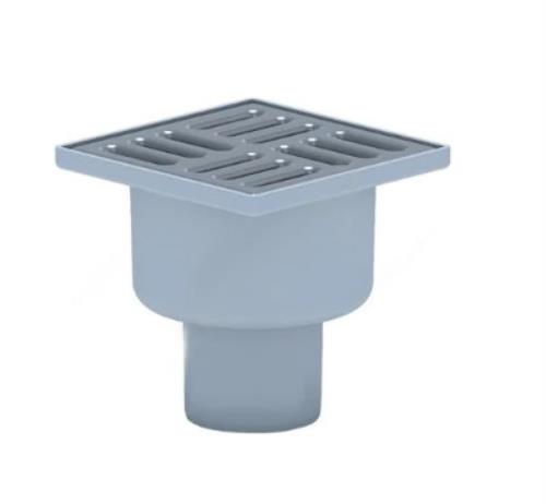 Трап вертикальный АНИ нерегулируемый, с сухим затвором, решетка из нержавеющей стали 100х100, выпуск 50 мм, серый, TQ5202