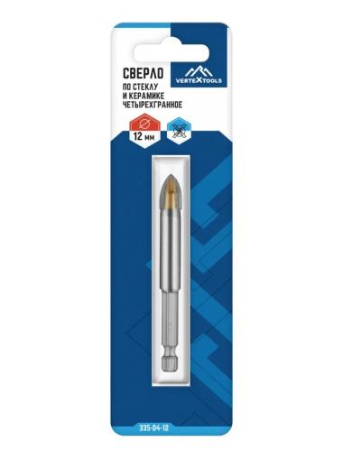 Сверло по стеклу и керамике VERTEX 12мм, 4-х гранное.