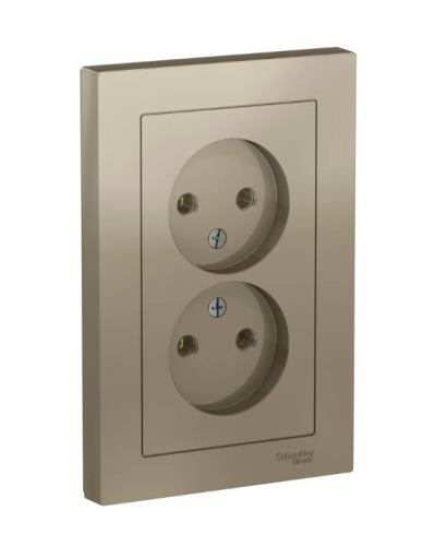 Розетка AtlasDesign двойная, б/з, 16А, в сборе, ШАМПАНЬ, SE