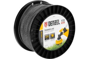 Леска триммерная двухкомпонентная Denzel 2,4х172 м, 1м, зубчатый квадрат (бухта 172 м.)