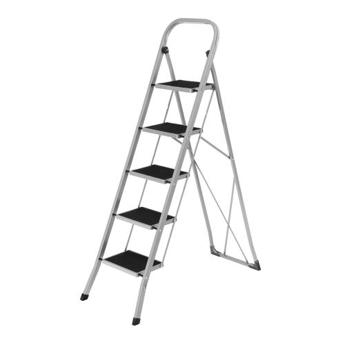 Стремянка стальная СИБРТЕХ широкие ступени с полимерным покрытием, 5 ступени