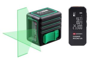 Комплект Лазерный уровень ADA CUBE MINI GREEN Basic Edition + Дальномер лазерный ADA Cosmo MICRO 25