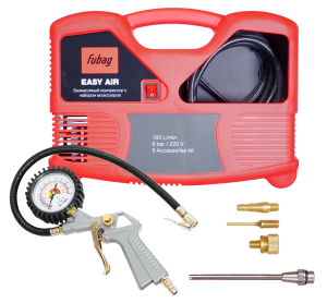 Компрессор безмасляный FUBAG Easy Air + набор из 5 предметов, 180л/мин, 8бар, 1,1кВт 