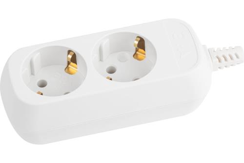 Колодка ЭРА KX-2e двойная, с зазeмлением, белая