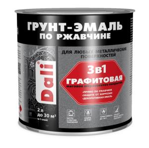Грунт-эмаль DALI  по ржавчине, графитовая, алкидная, серебристая 2л 