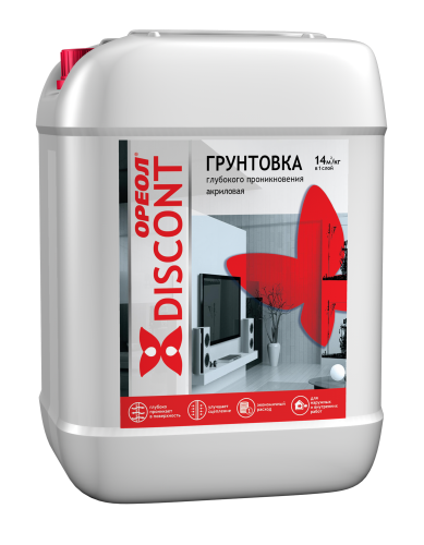 Грунт Ореол Дисконт, глуб проник, для внутр наруж работ, 5кг
