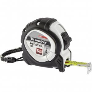 Рулетка Matrix PRO Neon, 5 м x 19 мм, обрезиненный корпус, 3 фиксации