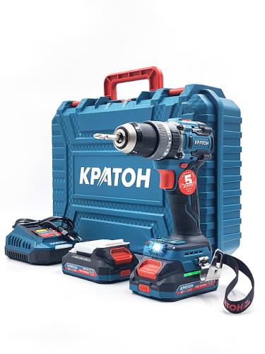 Дрель-шуруповерт ударная аккумуляторная бесщеточная КРАТОН "Pro Series" BICD18-65N (2хАКБ 2,0А·ч; ЗУ + кейс)