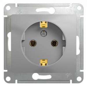Розетка GLOSSA с/з,16А, механизм, АЛЮМИНИЙ