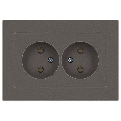 Розетка ЭРА Intro Accent 6-204-09 2х2P, 2-ая б/з, 16А, механизм, титан