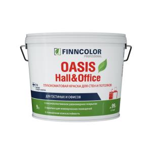 Краска ВД FINNCOLOR OASIS HALL&OFFICE А стойкая к мытью интерьерная, 9 л