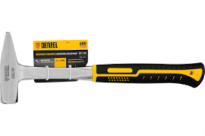 Молоток Denzel, слесарный, цельнометаллический, двухкомпонентная рукоятка, 600г