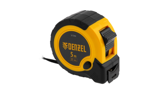 Рулетка Denzel, 5м х 25мм, двухкомп. корпус, кнопка-пауза