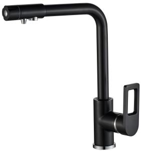 Смеситель для кухни I-TECH, NORMA 41, однорычажный, с подключением к фильтру, чёрный, гайка