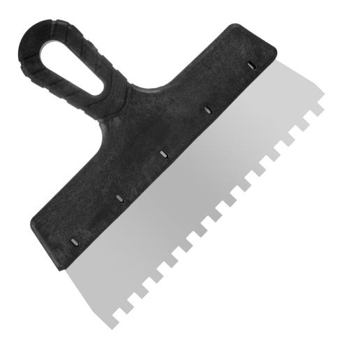 Шпатель фасадный "Мастер", зубчатый, нерж. сталь 0,4мм, пластик. рукоятка, 200мм, зуб 8х8мм