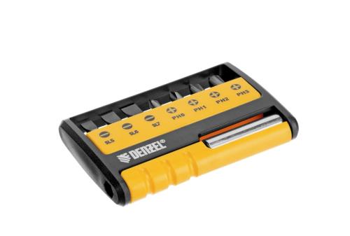 Набор бит Denzel с магнитным держателем, S2, 8 шт