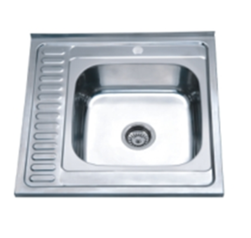 Мойка AQUATTRO квадратная накладная с сушилкой слева 600х600х180х0,8 глянцевая