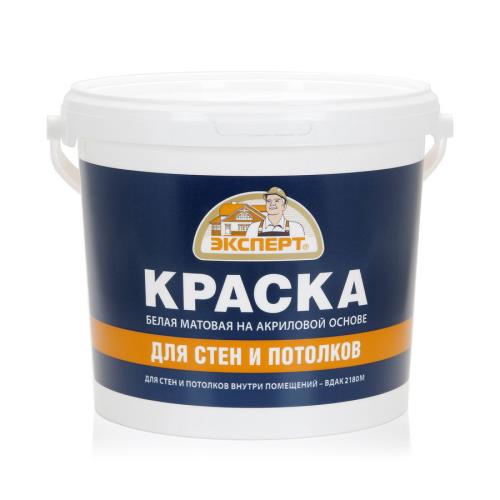 Краска ВДАК-2180 Эксперт, бел, для стен и потолков, 7кг