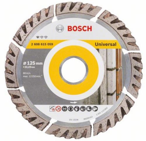 Диск алмазный BOSCH, 125x22,2х2мм, высота 10мм, Stf Universal, сегментированный, сухой рез (керамика, мрамор, строймаетриалы)