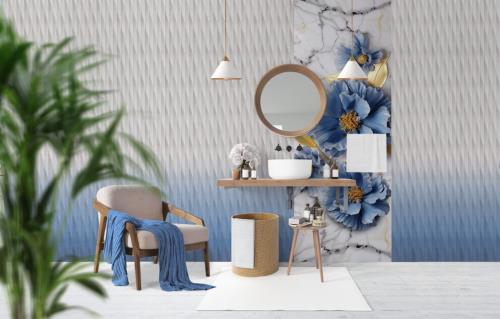 Панель ПВХ пластик Дискавери цифровая печать Голубые маки (1компл=4шт) 2700х250х8мм