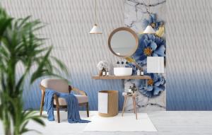 Панель ПВХ пластик Дискавери цифровая печать Голубые маки (1компл=4шт) 2700х250х8мм