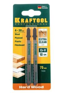 Набор пилок лобз KRAFTOOL T101B, EU-хвост., по дереву, шаг 2.5 мм, 75 мм, 2 шт.