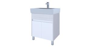 Тумба АКВАТОН Верди 60 Белый/ Ясень фабрик + Раковина Нео 60