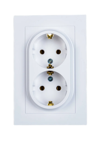 Розетка AtlasDesign двойная, с/з, 16А, в сборе, БЕЛЫЙ, SE