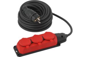 Удлинитель силовой ЭРА UK-3e-3x1,5-10m-IP44(KG) с заземлением 3 розетки каучук 10м КГ 3х1,5мм2 IP44