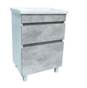 Тумба VIMARK РИНО 50 фасад БЕТОН, стенки белые + Раковина Фостер 50